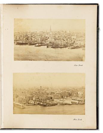 (PHOTOGRAPHY.) Bound collection of fine nineteenth-century albumen photographs of New York City, Niagara Falls, and the Bahamas.